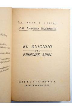 Muestra 1 de EL SUICIDIO DEL PRÍNCIPE ARIEL (José Antonio Balbontin) Historia Nueva 1929