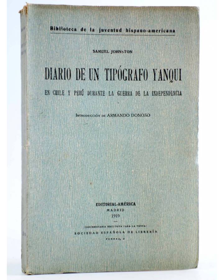 Cubierta de DIARIO DE UN TIPÓGRAFO YANQUI (Samuel Johnston) América 1919. INTONSO