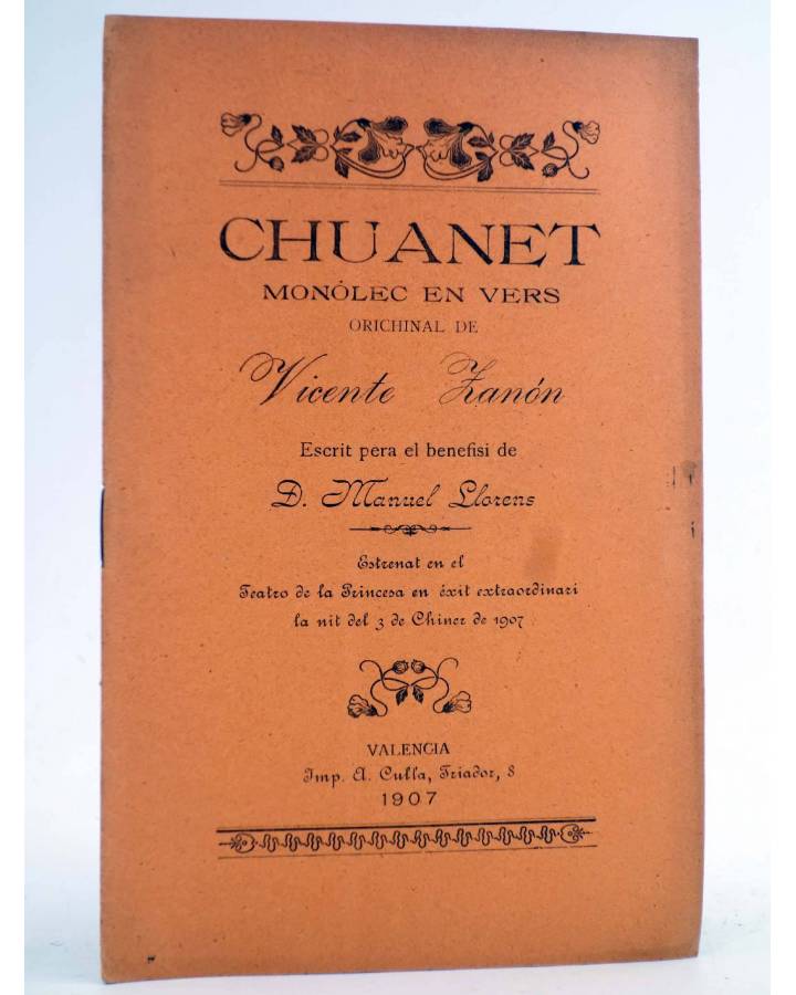 Cubierta de CHUANET. MONÒLEC EN VERS (Vicente Ramón) Valencia 1907