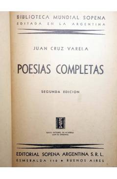 Muestra 2 de BIBLIOTECA MUNDIAL SOPENA. POESÍAS COMPLETAS (Juan Cruz Varela) Sopena 1944