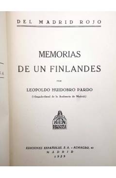 Muestra 1 de MEMORIAS DE UN FINLANDÉS (Leopoldo Huidobro Pardo) Españolas 1929. INTONSO