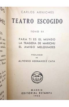 Muestra 2 de TEATRO ESCOGIDO TOMO 3 (Carlos Arniches) Estampa 1932. INTONSO