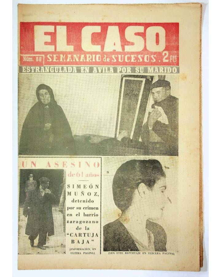 Cubierta de EL CASO. SEMANARIO DE SUCESOS 88. 10 DE ENERO DE 1954. INCOMPLETO (Vvaa) Prensa Castellana 1954