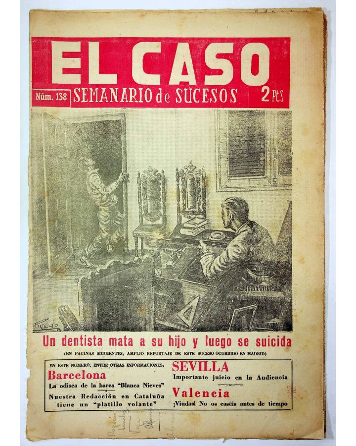Cubierta de EL CASO. SEMANARIO DE SUCESOS 138. 26 DE DICIEMBRE DE 1954 (Vvaa) Prensa Castellana 1954