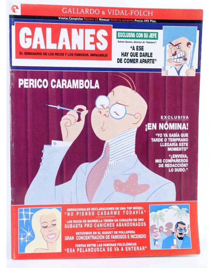 Cubierta de VIÑETAS COMPLETAS 10. GALANES. PERICO CARAMBOLA (Miguel Gallardo / Vidal-Folch) Glenat 1995