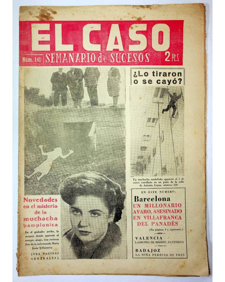 Cubierta de EL CASO. SEMANARIO DE SUCESOS 141. 16 DE ENERO DE 1955 (Vvaa) Prensa Castellana 1955