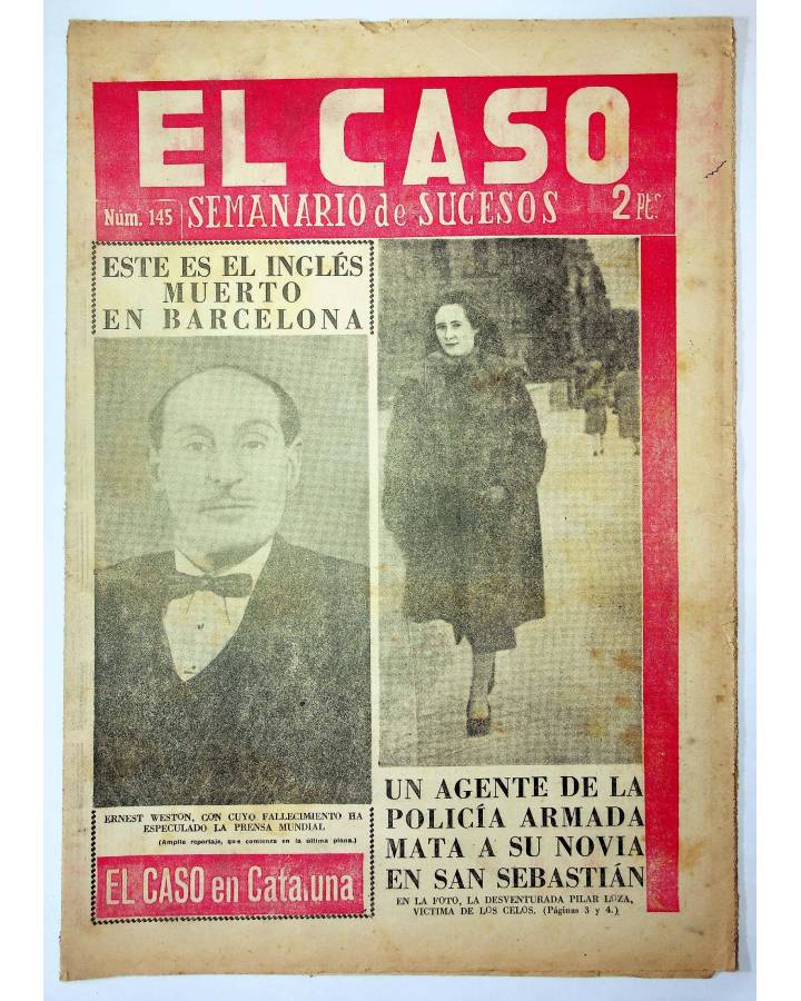 Cubierta de EL CASO. SEMANARIO DE SUCESOS 145. 13 DE FEBRERO DE 1955 (Vvaa) Prensa Castellana 1955