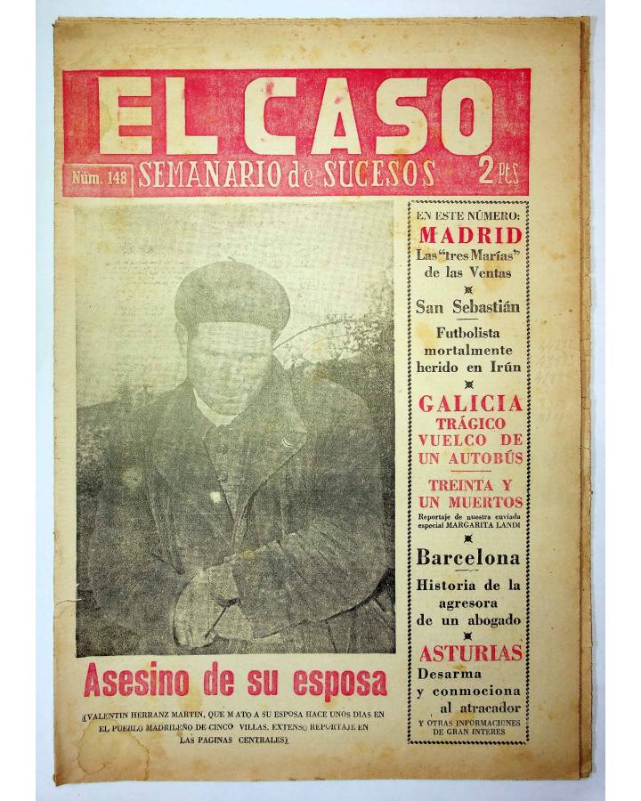 Cubierta de EL CASO. SEMANARIO DE SUCESOS 148. 6 DE MARZO DE 1955 (Vvaa) Prensa Castellana 1955