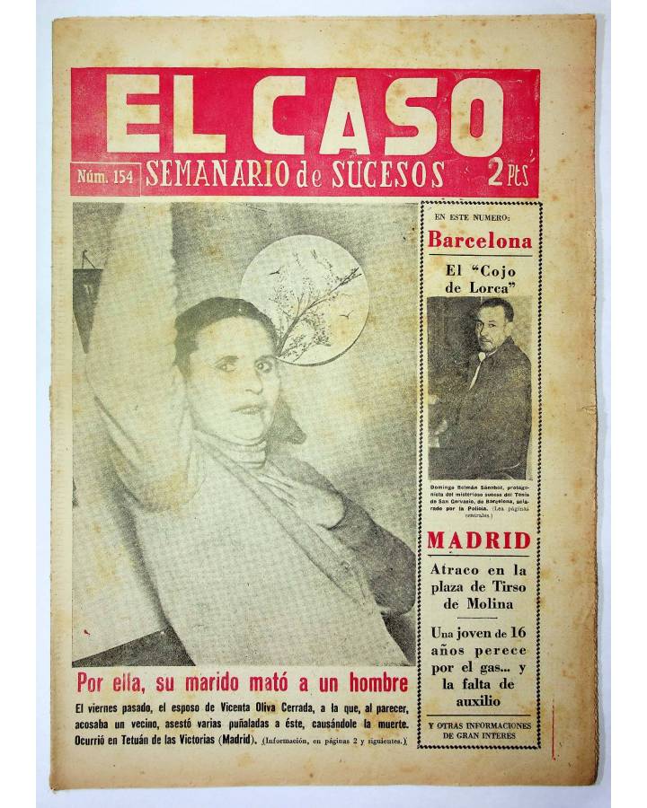 Cubierta de EL CASO. SEMANARIO DE SUCESOS 154. 17 DE ABRIL DE 1955 (Vvaa) Prensa Castellana 1955