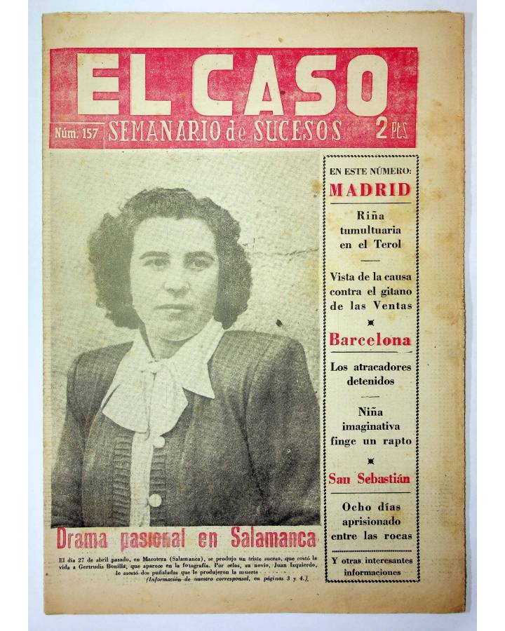 Cubierta de EL CASO. SEMANARIO DE SUCESOS 157. 8 DE MAYO DE 1955 (Vvaa) Prensa Castellana 1955