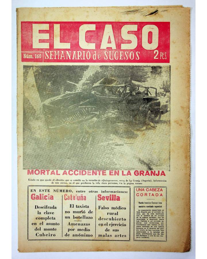 Cubierta de EL CASO. SEMANARIO DE SUCESOS 160. 29 DE MAYO DE 1955 (Vvaa) Prensa Castellana 1955