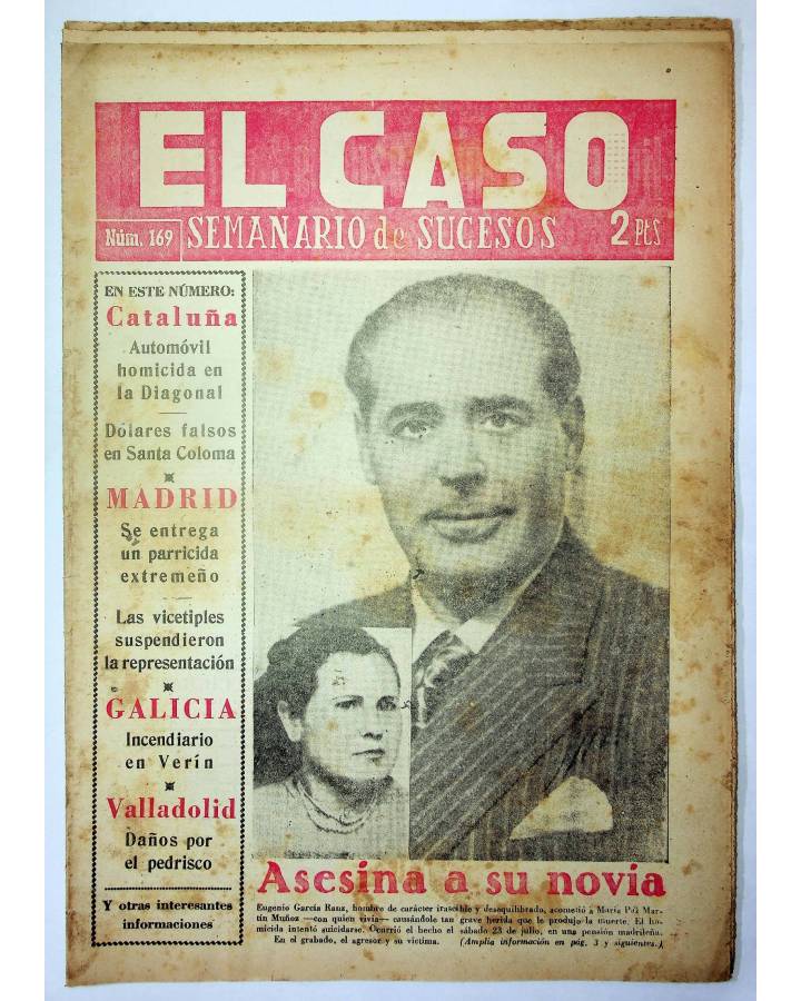 Cubierta de EL CASO. SEMANARIO DE SUCESOS 169. 31 DE JULIO DE 1955 (Vvaa) Prensa Castellana 1955