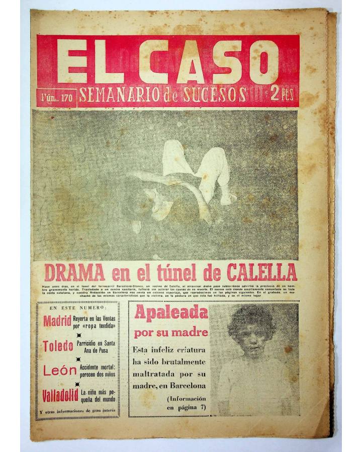 Cubierta de EL CASO. SEMANARIO DE SUCESOS 170. 7 DE AGOSTO DE 1955 (Vvaa) Prensa Castellana 1955