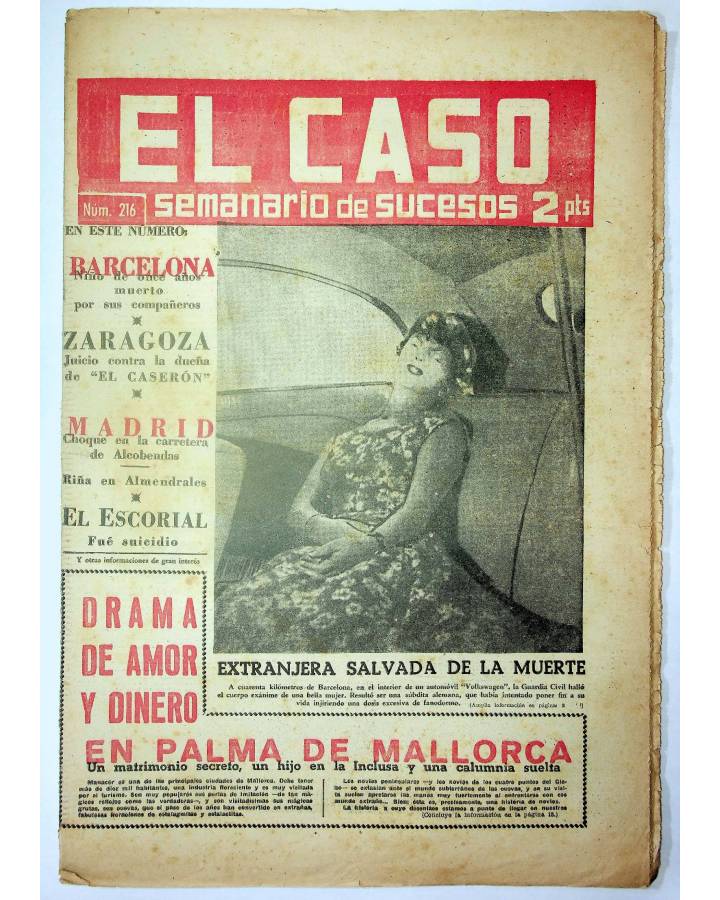 Cubierta de EL CASO. SEMANARIO DE SUCESOS 216. 23 DE JUNIO DE 1956 (Vvaa) Prensa Castellana 1956