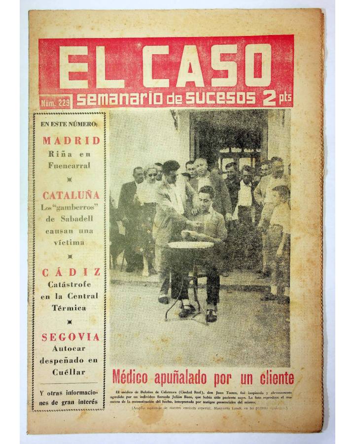 Cubierta de EL CASO. SEMANARIO DE SUCESOS 229. 22 DE SEPTIEMBRE DE 1956 (Vvaa) Prensa Castellana 1956