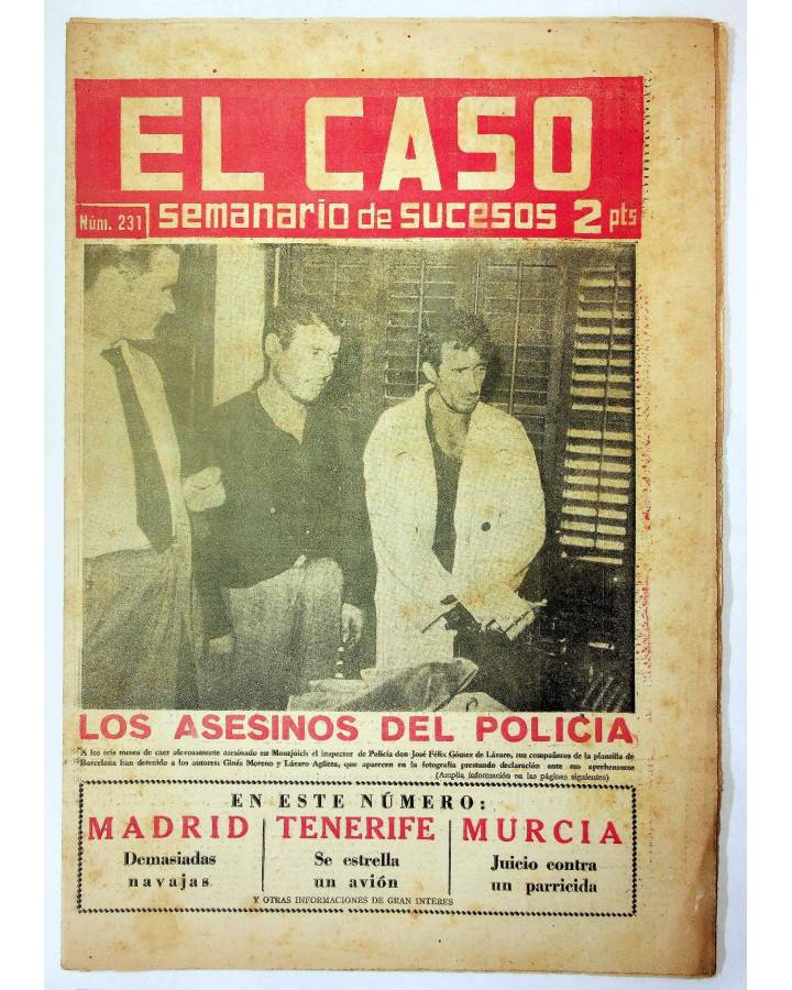 Cubierta de EL CASO. SEMANARIO DE SUCESOS 231. 6 DE OCTUBRE DE 1956 (Vvaa) Prensa Castellana 1956