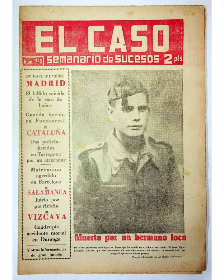 Cubierta de EL CASO. SEMANARIO DE SUCESOS 235. 3 DE NOVIEMBRE DE 1956 (Vvaa) Prensa Castellana 1956