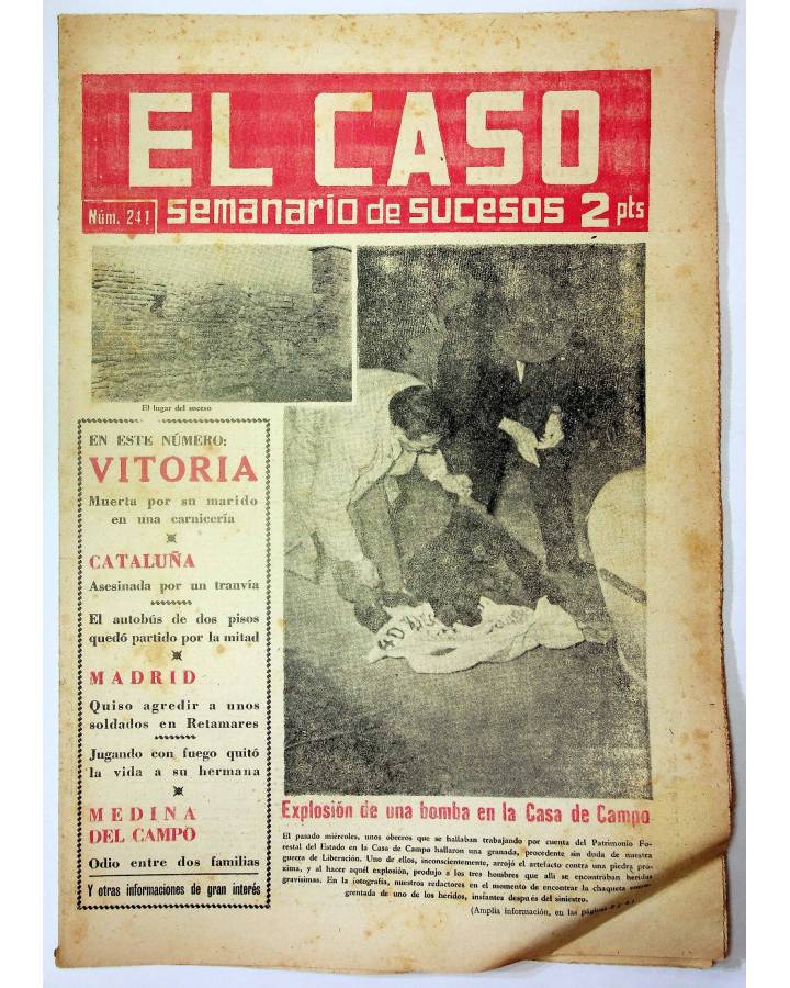 Cubierta de EL CASO. SEMANARIO DE SUCESOS 241. 15 DE DICIEMBRE DE 1956 (Vvaa) Prensa Castellana 1956