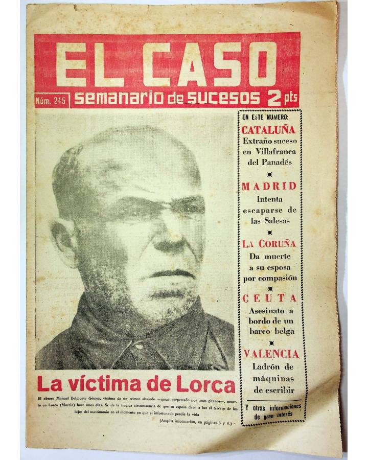 Cubierta de EL CASO. SEMANARIO DE SUCESOS 245. 12 DE ENERO DE 1957 (Vvaa) Prensa Castellana 1957