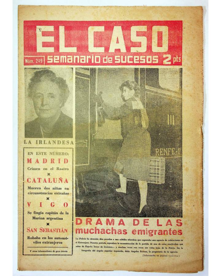 Cubierta de EL CASO. SEMANARIO DE SUCESOS 249. 9 DE FEBRERO DE 1957 (Vvaa) Prensa Castellana 1957