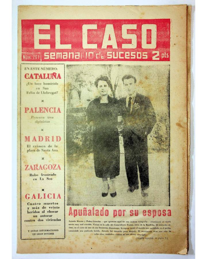 Cubierta de EL CASO. SEMANARIO DE SUCESOS 261. 4 DE MAYO DE 1957 (Vvaa) Prensa Castellana 1957