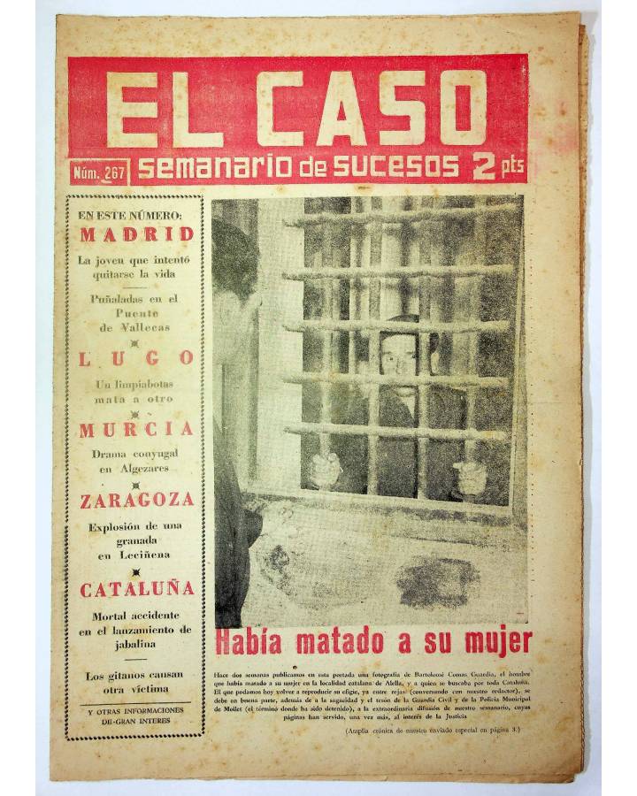 Cubierta de EL CASO. SEMANARIO DE SUCESOS 267. 15 DE JUNIO DE 1957 (Vvaa) Prensa Castellana 1957