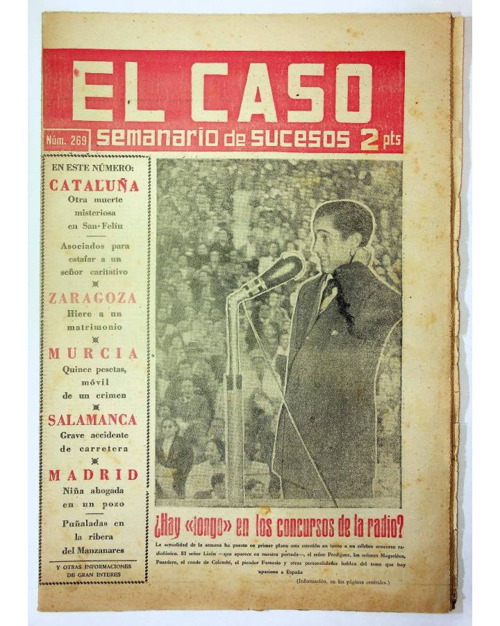 Cubierta de EL CASO. SEMANARIO DE SUCESOS 269. 29 DE JUNIO DE 1957 (Vvaa) Prensa Castellana 1957