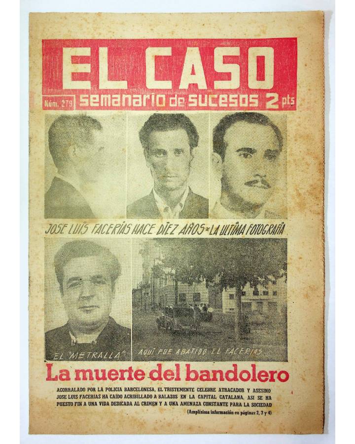 Cubierta de EL CASO. SEMANARIO DE SUCESOS 279. 7 DE SEPTIEMBRE DE 1957 (Vvaa) Prensa Castellana 1957