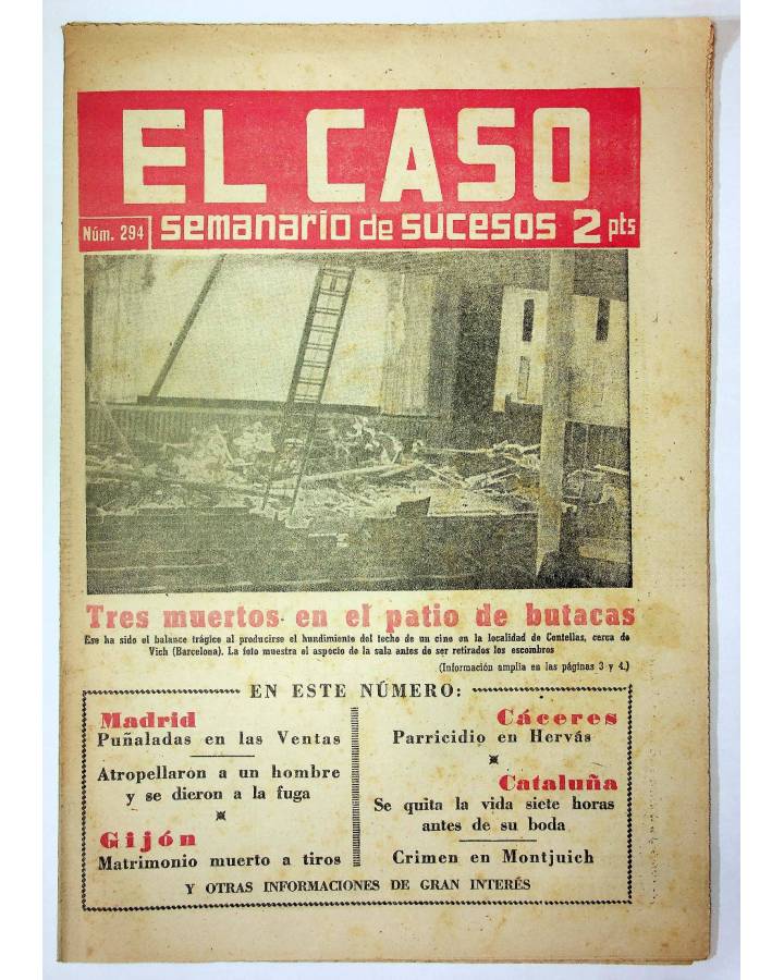 Cubierta de EL CASO. SEMANARIO DE SUCESOS 294. 21 DE DICIEMBRE DE 1957 (Vvaa) Prensa Castellana 1957