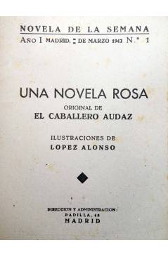 Muestra 1 de NOVELA DE LA SEMANA 1. UNA NOVELA ROSA (El Caballero Audaz) La Novela de la Semana 1942