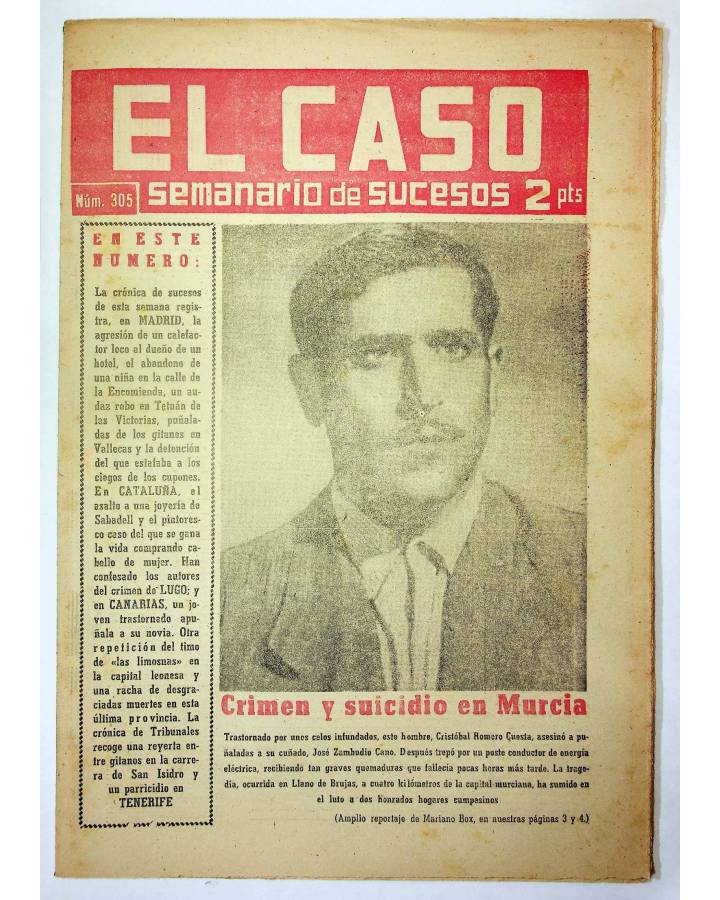 Cubierta de EL CASO. SEMANARIO DE SUCESOS 305. 8 DE MARZO DE 1958 (Vvaa) Prensa Castellana 1958