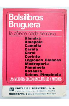 Contracubierta de MINILIBROS BRUGUERA SERIE ROSA 246. UN ÁNGEL DE PAISANO (María Martí) Bruguera Bolsilibros 1967