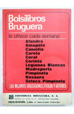 Contracubierta de MINILIBROS BRUGUERA SERIE ROSA 256. CREERÉ EN TI (Celia Bravo) Bruguera Bolsilibros 1967