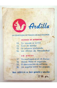 Contracubierta de COLECCIÓN ARDILLA 15. LA PÚRPURA PROFANADA (E. Busquets Molas) Librería Salesiana Circa 1958