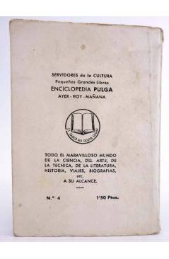 Contracubierta de ENCICLOPEDIA PULGA 4. LEONARDO DA VINCI (Enrique Cuenca) G.P. Circa 1955