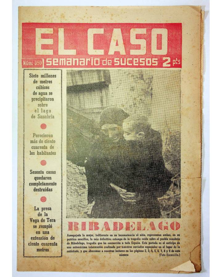 Cubierta de EL CASO. SEMANARIO DE SUCESOS 350. 17 DE ENERO DE 1959. INCOMPLETO (Vvaa) Prensa Castellana 1959