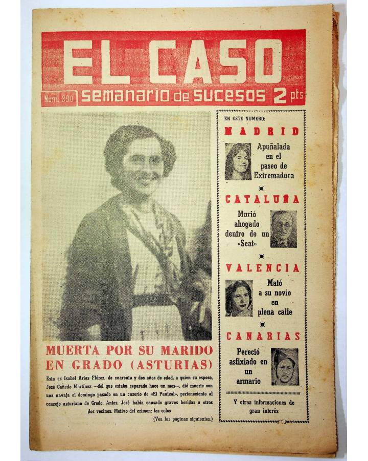 Cubierta de EL CASO. SEMANARIO DE SUCESOS 390. 24 DE OCTUBRE DE 1959 (Vvaa) Prensa Castellana 1959