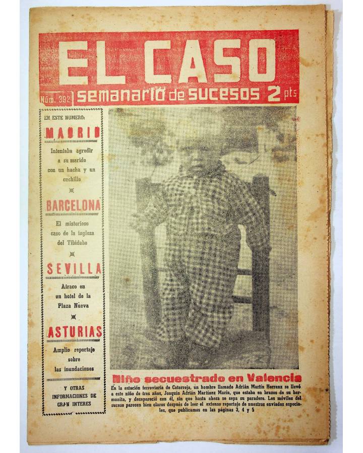 Cubierta de EL CASO. SEMANARIO DE SUCESOS 392. 7 DE NOVIEMBRE DE 1959 (Vvaa) Prensa Castellana 1959