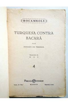 Muestra 1 de ROCAMBOLE 4. TURQUESA CONTRA BACARÁ (Ponson Du Terrail) Prensa Moderna Circa 1930