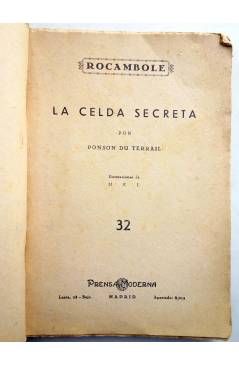 Muestra 1 de ROCAMBOLE 32. LA CELDA SECRETA (Ponson Du Terrail) Prensa Moderna Circa 1930