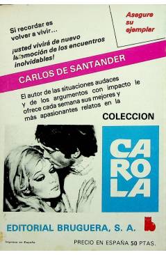 Contracubierta de CAROLA 834. ANY SE SUBLEVA (Carlos De Santader) Bruguera Bolsilibros 1982