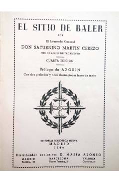 Muestra 1 de EL SITIO DE BALER (General Marín Cerezo) Biblioteca Nueva 1946. 4ª EDICIÓN. INTONSO
