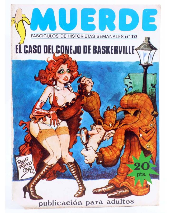 Cubierta de MUERDE. PUBLICACIÓN PARA ADULTOS 10. EL CASO DEL CONEJO DE BASKERVILLE (A. C. Lobo / Ricar Frasco) JF 1976