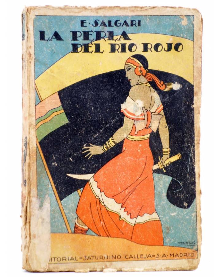Cubierta de NOVELAS DE AVENTURAS. LA PERLA DEL RÍO ROJO (Emilio Salgari) Saturnino Calleja Circa 1910