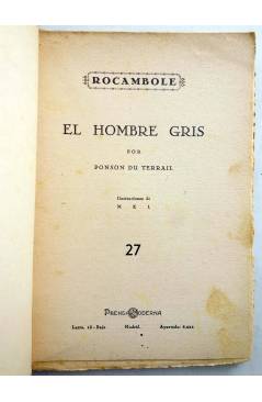Muestra 2 de ROCAMBOLE 27. EL HOMBRE GRIS (Ponson Du Terrail) Prensa Moderna Circa 1930