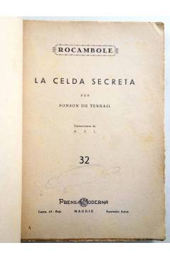 Muestra 1 de ROCAMBOLE 32. LA CELDA SECRETA (Ponson Du Terrail) Prensa Moderna Circa 1930