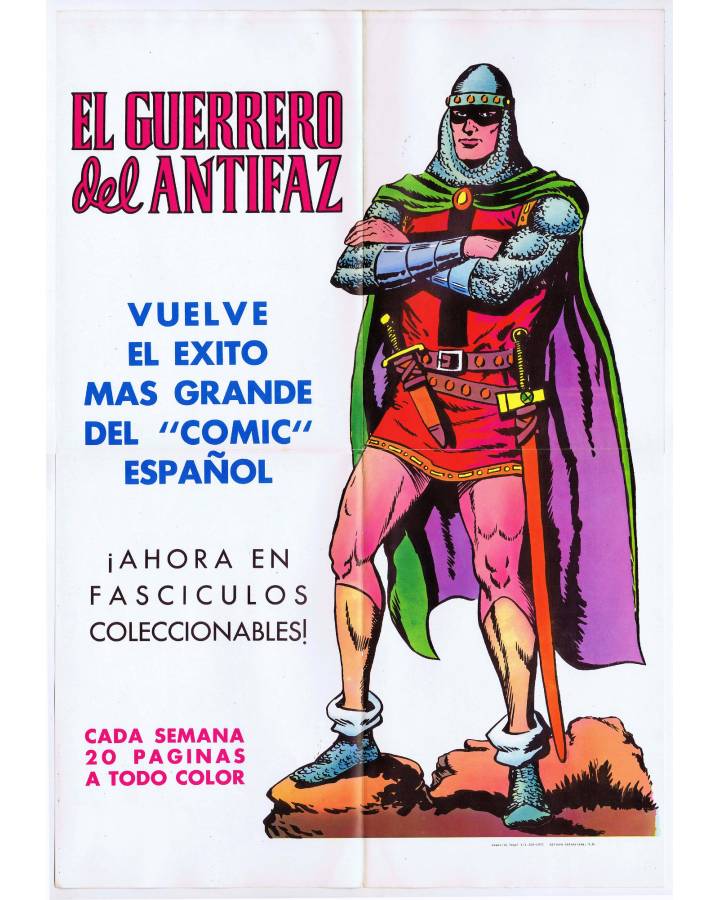 Cubierta de EL GUERRERO DEL ANTIFAZ. POSTER PROMOCIONAL 38x54 cm. Valenciana 1972. DE KIOSCO