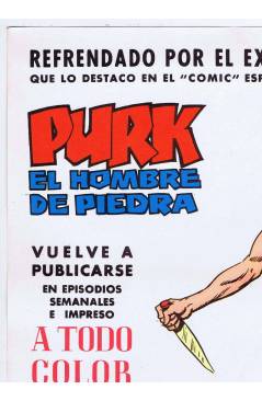 Contracubierta de PURK EL HOMBRE DE PIEDRA. POSTER PROMOCIONAL 27x38 cm. Valenciana 1973. DE KIOSCO