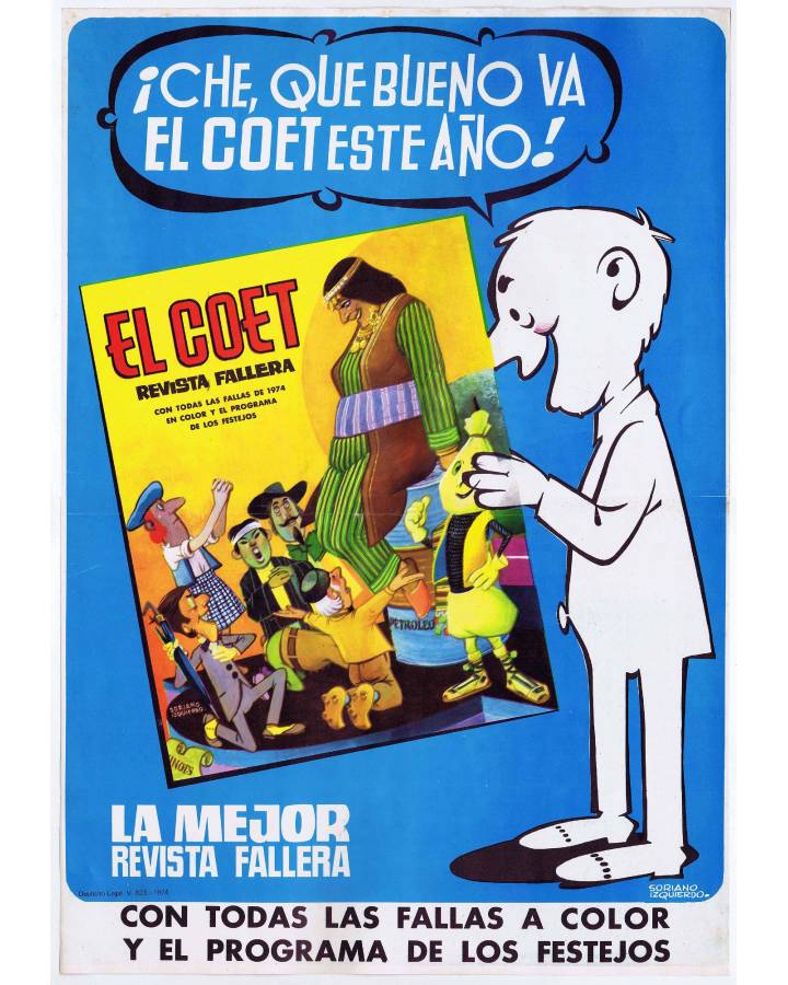 Cubierta de EL COET. REVISTA FALLERA. POSTER PROMOCIONAL 375x54 cm. Valenciana 1974. DE KIOSCO