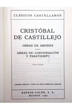 Muestra 1 de CLASICOS CASTELLANOS 79. OBRAS DE AMORES (Cristóbal De Castillejo) Espasa Calpe 1969